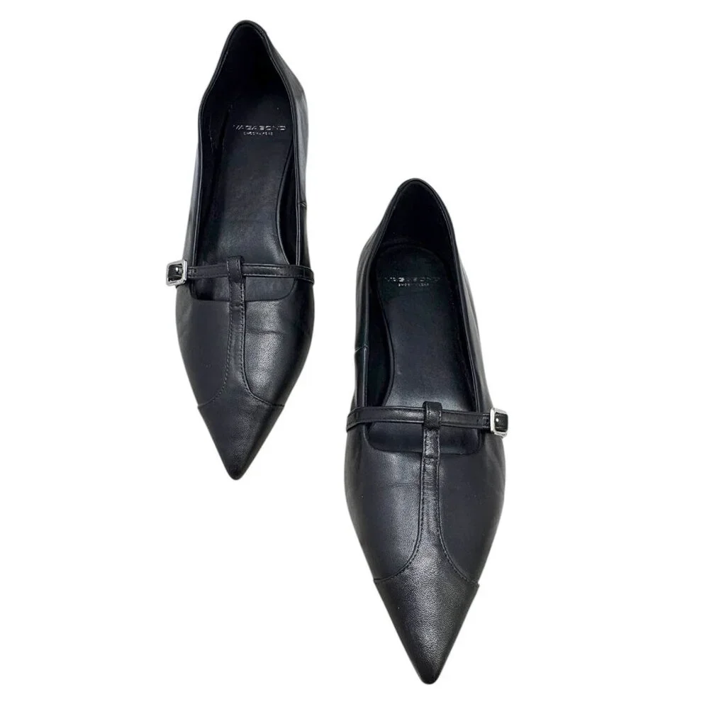 Vagabond Shoemakers Hermine Black Leather T-Strap‎ Pointed Flats